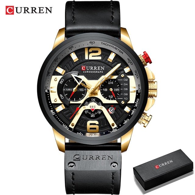 Military Leather Chronograph Wristwatch - Wow Store