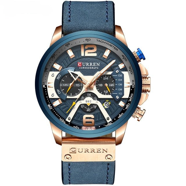 Military Leather Chronograph Wristwatch - Wow Store