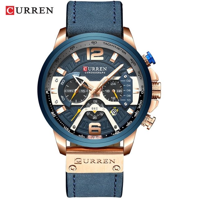 Military Leather Chronograph Wristwatch - Wow Store