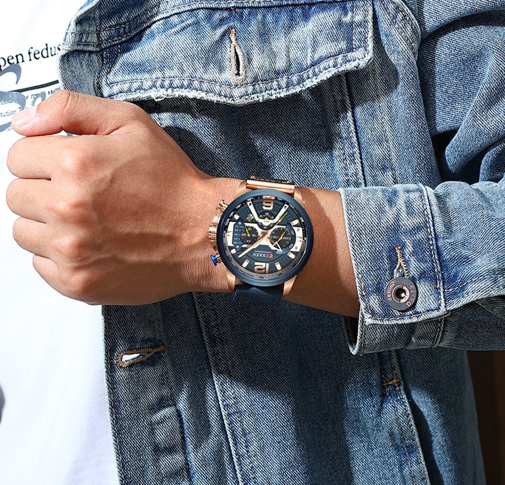 Military Leather Chronograph Wristwatch - Wow Store