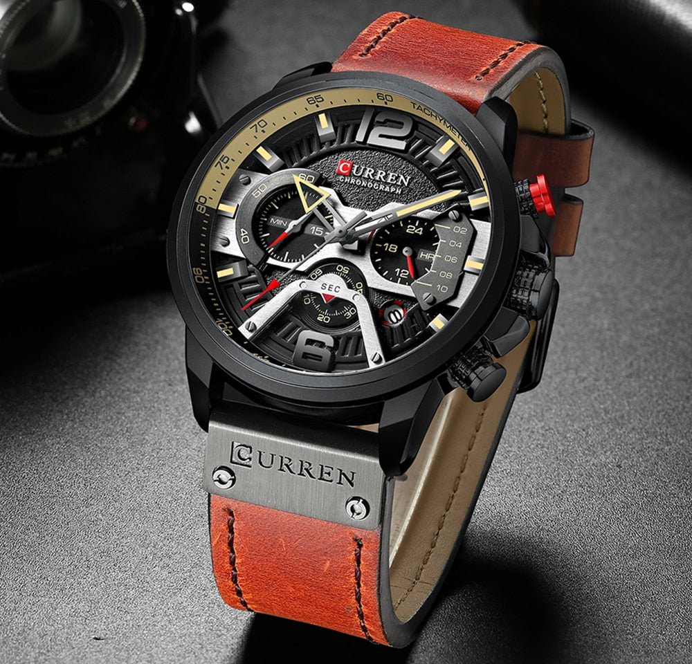 Military Leather Chronograph Wristwatch - Wow Store