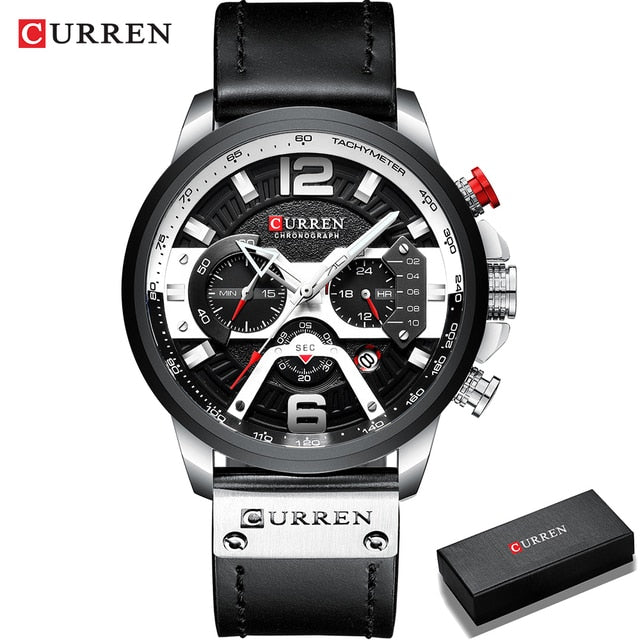 Military Leather Chronograph Wristwatch - Wow Store