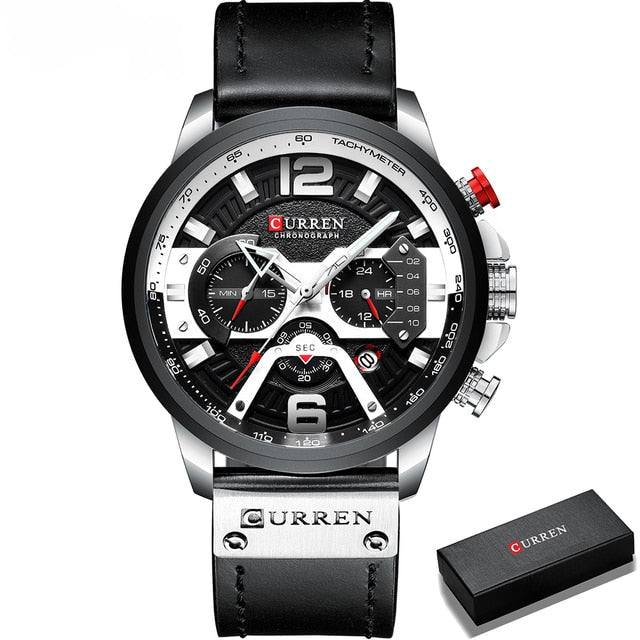 Military Leather Chronograph Wristwatch - Wow Store