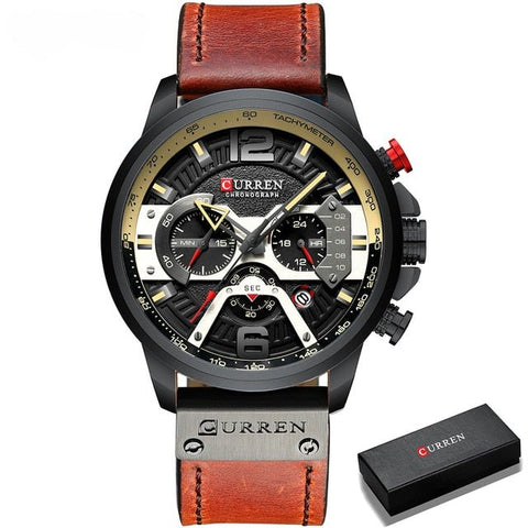 Military Leather Chronograph Wristwatch - Wow Store