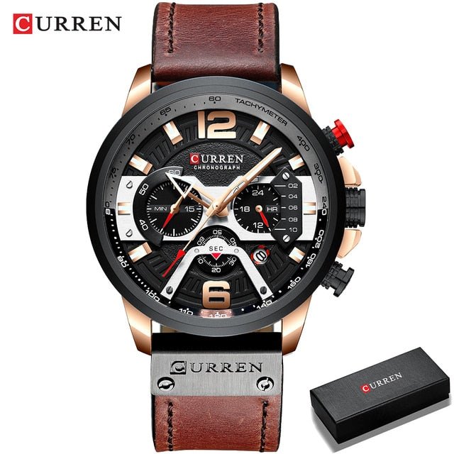 Military Leather Chronograph Wristwatch - Wow Store