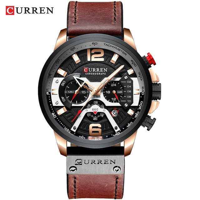 Military Leather Chronograph Wristwatch - Wow Store