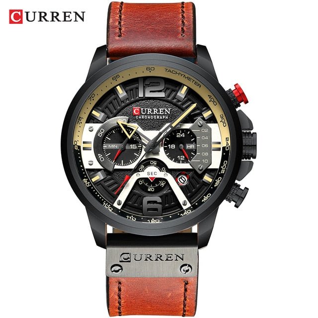 Military Leather Chronograph Wristwatch - Wow Store