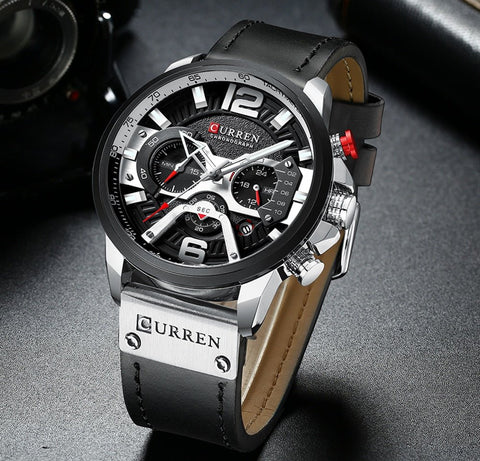 Military Leather Chronograph Wristwatch - Wow Store