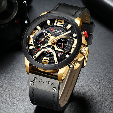 Military Leather Chronograph Wristwatch - Wow Store