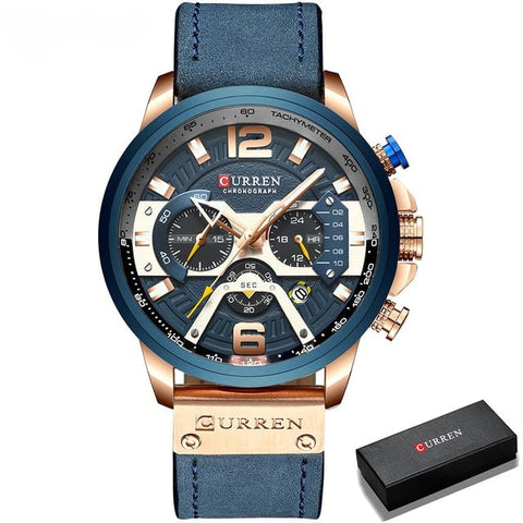 Military Leather Chronograph Wristwatch - Wow Store