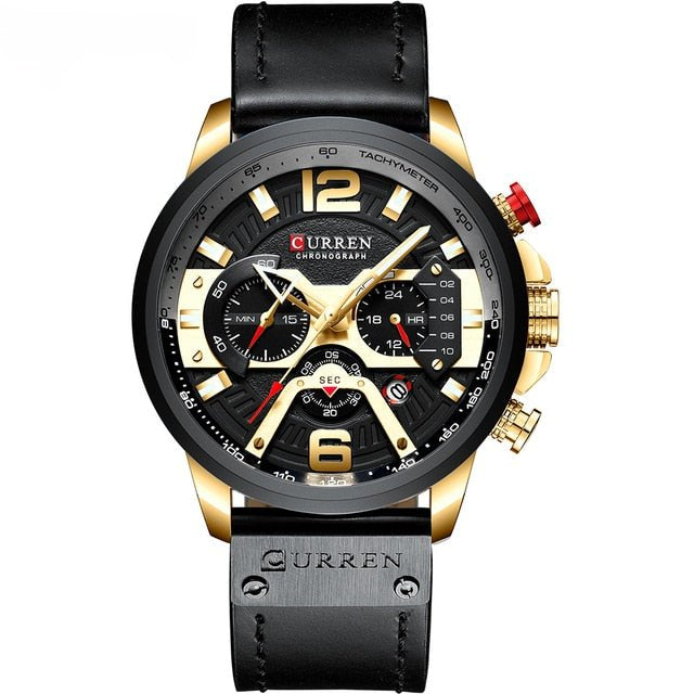 Military Leather Chronograph Wristwatch - Wow Store