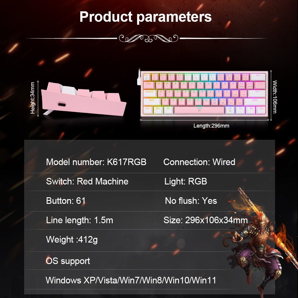 Mini Mechanical Gaming Wired Keyboard - Wow Store