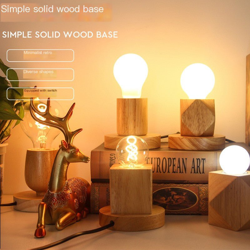 Minimalist Wooden E27 Lamp Base with Switch - WowStore.live