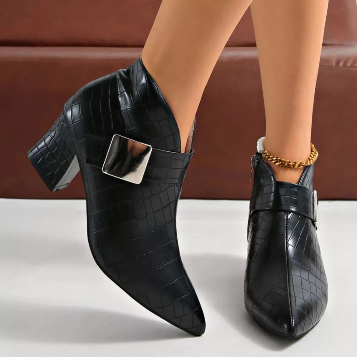 Mirage Platform Point Toe Block Heel Boots - WowStore.live