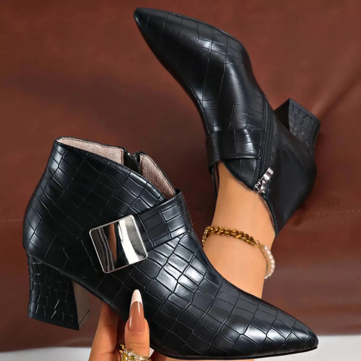 Mirage Platform Point Toe Block Heel Boots - WowStore.live