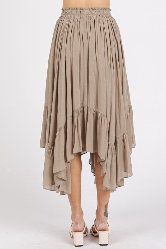 Mittoshop Handkerchief Hem Elastic Waist Pocket Midi Skirt | Wow Store - Wow Store