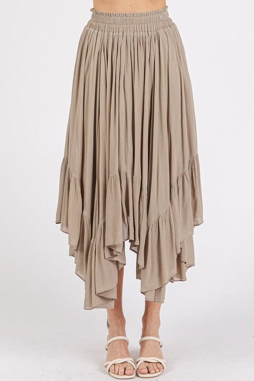 Mittoshop Handkerchief Hem Elastic Waist Pocket Midi Skirt | Wow Store - Wow Store