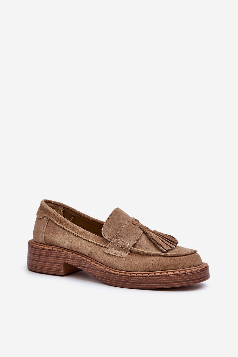 Detailed side view of premium suede moccasin