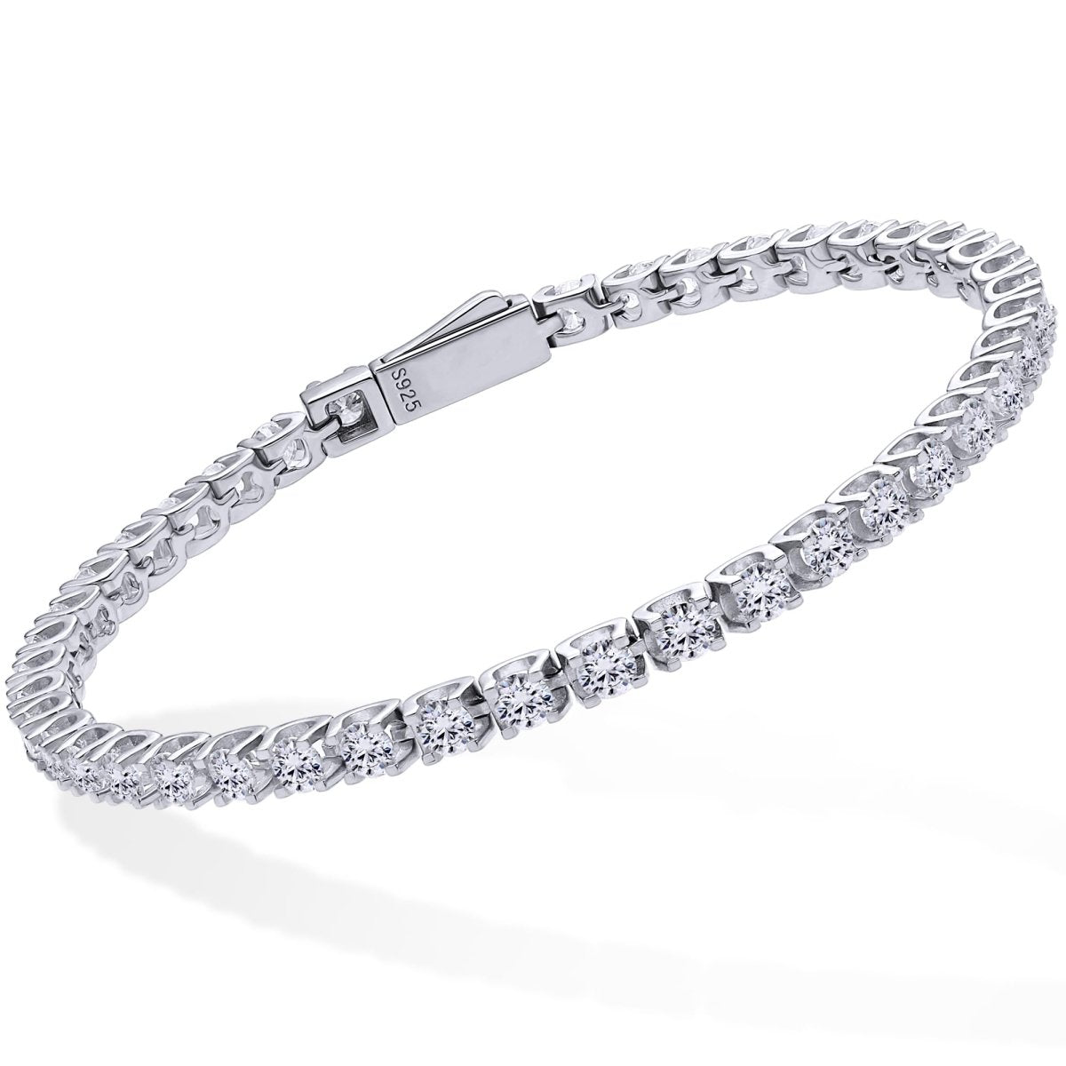 Moissanite Tennis Bracelet in 18K White Gold Plated Sterling Silver