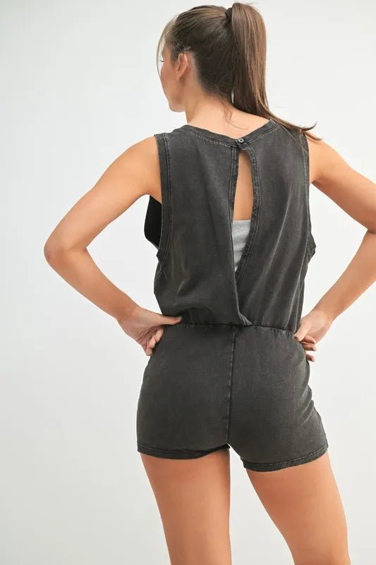 MONO B Mineral Wash Vintage Romper - WowStore.live