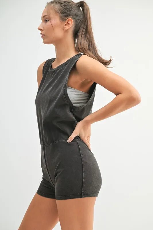 MONO B Mineral Wash Vintage Romper - WowStore.live