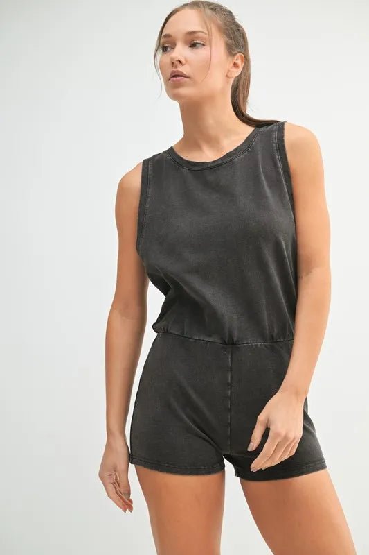 MONO B Mineral Wash Vintage Romper - WowStore.live