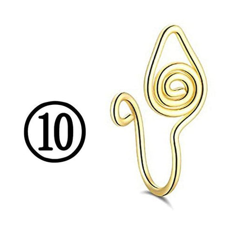 New Twisted Geometric Hollow Stainless Steel Non - hole Fake Nose - Wow Store