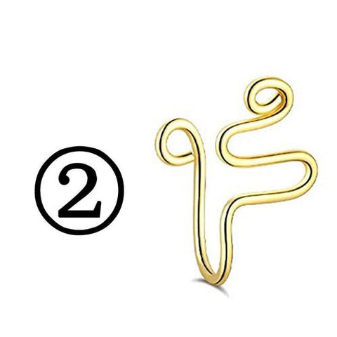 New Twisted Geometric Hollow Stainless Steel Non - hole Fake Nose - Wow Store