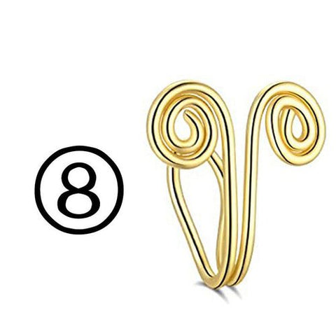 New Twisted Geometric Hollow Stainless Steel Non - hole Fake Nose - Wow Store