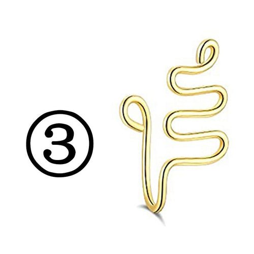 New Twisted Geometric Hollow Stainless Steel Non - hole Fake Nose - Wow Store