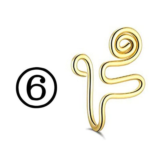 New Twisted Geometric Hollow Stainless Steel Non - hole Fake Nose - Wow Store