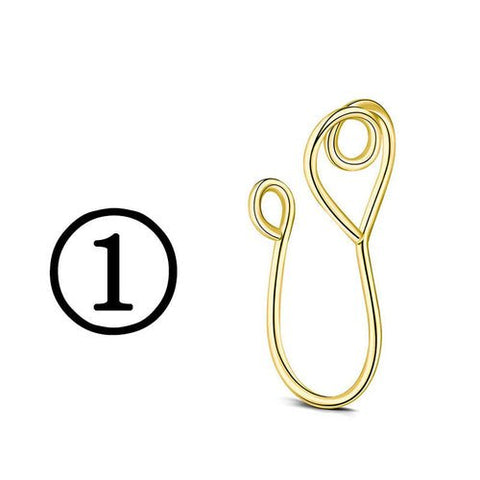 New Twisted Geometric Hollow Stainless Steel Non - hole Fake Nose - Wow Store