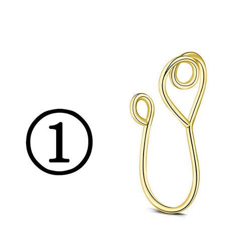 New Twisted Geometric Hollow Stainless Steel Non - hole Fake Nose - Wow Store