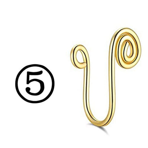 New Twisted Geometric Hollow Stainless Steel Non - hole Fake Nose - Wow Store