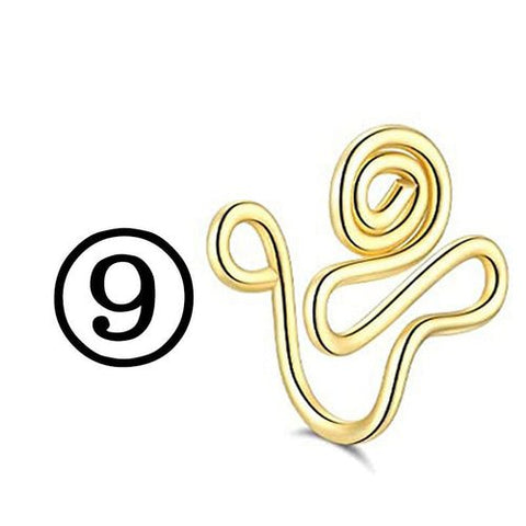 New Twisted Geometric Hollow Stainless Steel Non - hole Fake Nose - Wow Store