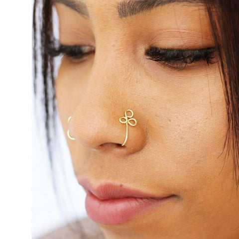 New Twisted Geometric Hollow Stainless Steel Non - hole Fake Nose - Wow Store