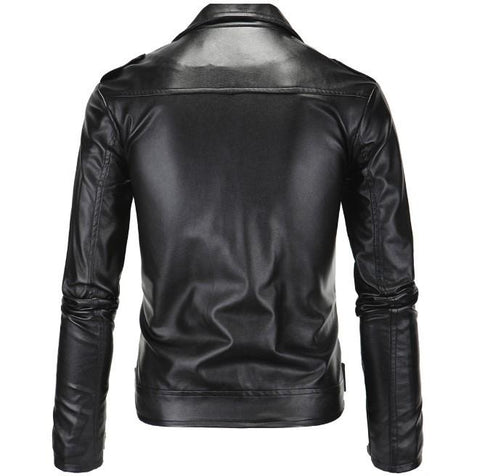 Ninja Stealth Black Mens Faux Leather Biker Jacket - Wow Store
