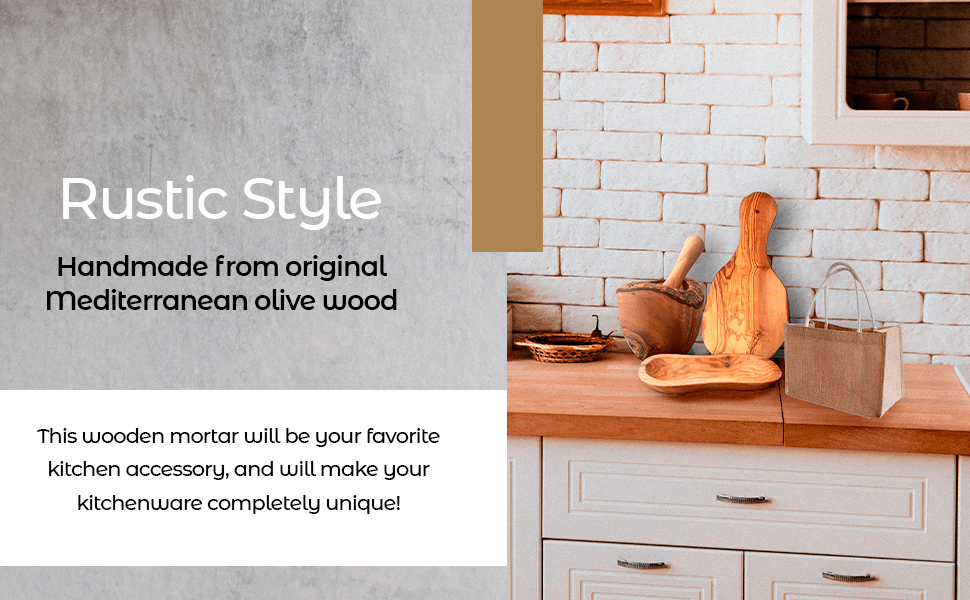 Olive Wood Rustic Mortar and Pestle - Wow Store