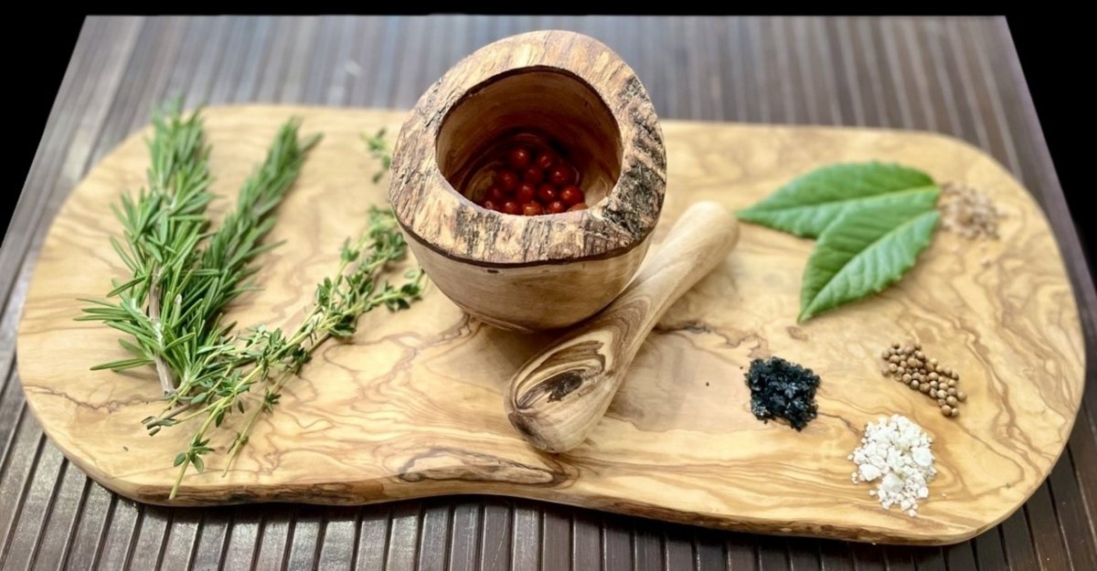 Olive Wood Rustic Mortar and Pestle - Wow Store