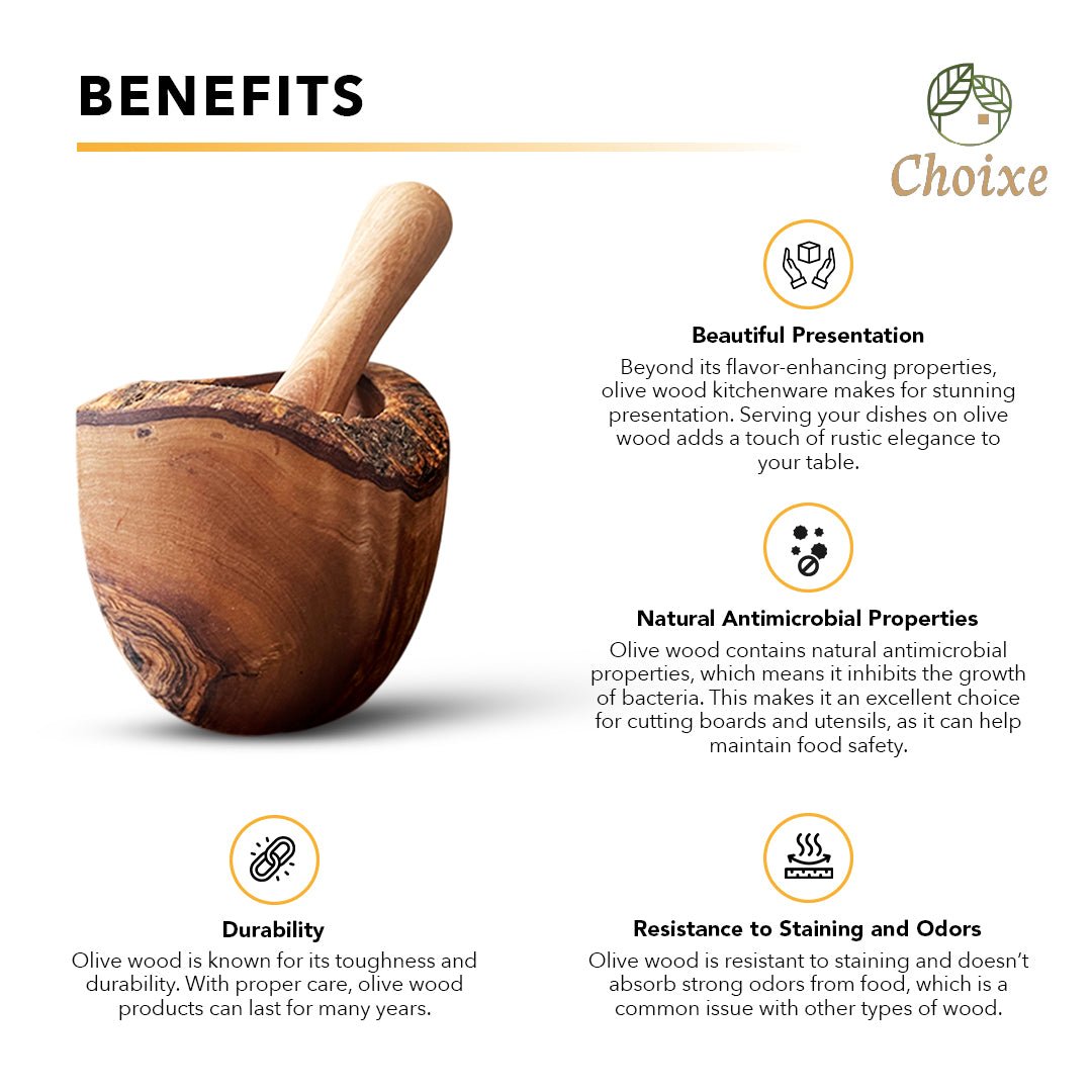 Olive Wood Rustic Mortar and Pestle - Wow Store