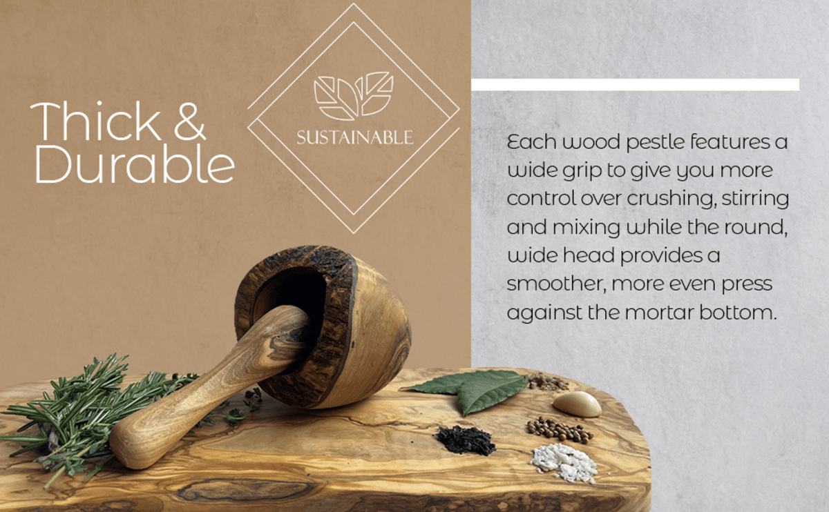 Olive Wood Rustic Mortar and Pestle - Wow Store