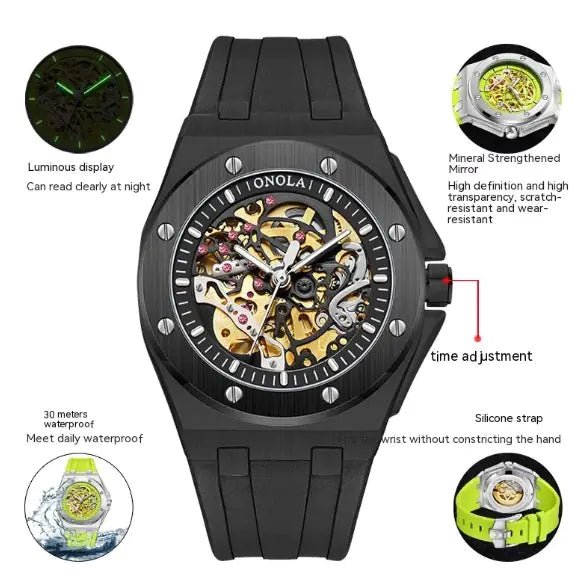 ONOLA Automatic Mechanical Skeleton Watch - Wow Store