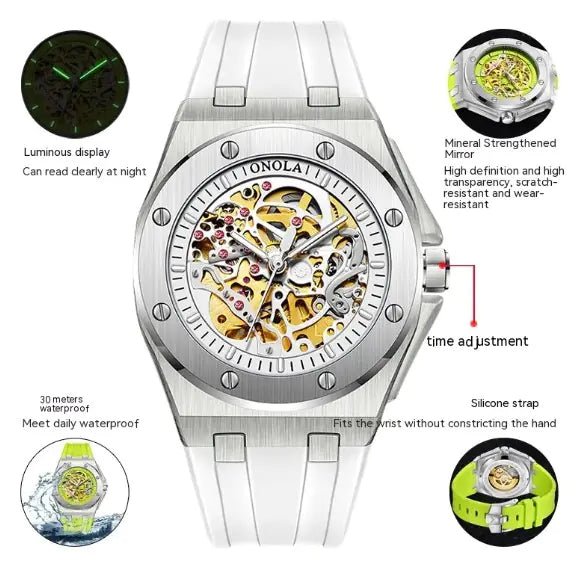 ONOLA Automatic Mechanical Skeleton Watch - Wow Store