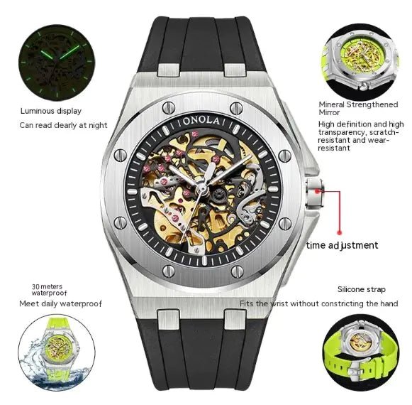 ONOLA Automatic Mechanical Skeleton Watch - Wow Store