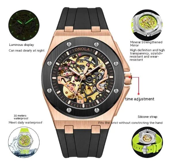 ONOLA Automatic Mechanical Skeleton Watch - Wow Store
