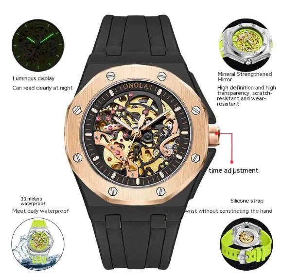 ONOLA Automatic Mechanical Skeleton Watch - Wow Store