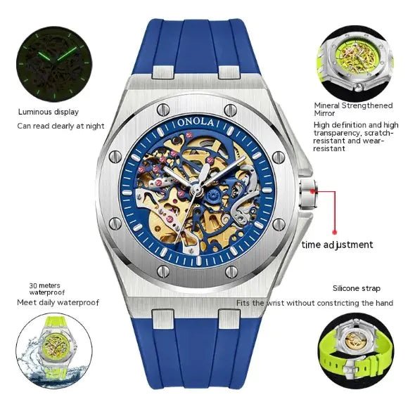 ONOLA Automatic Mechanical Skeleton Watch - Wow Store
