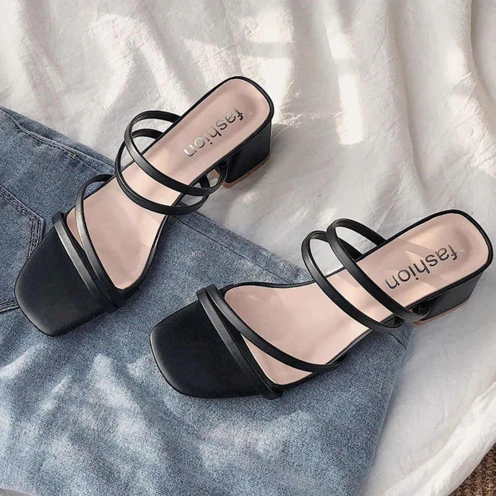 Open Toe Block Heels Sandals - Wow Store