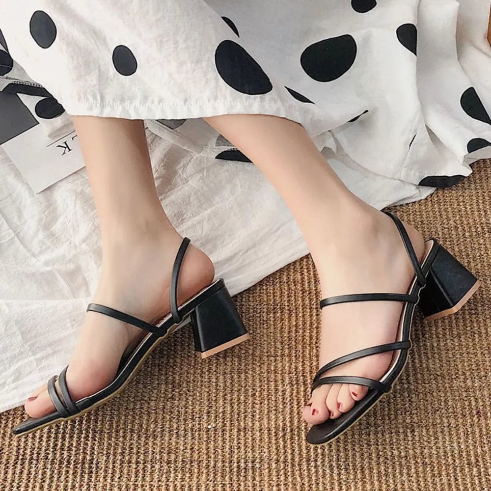 Open Toe Block Heels Sandals - Wow Store