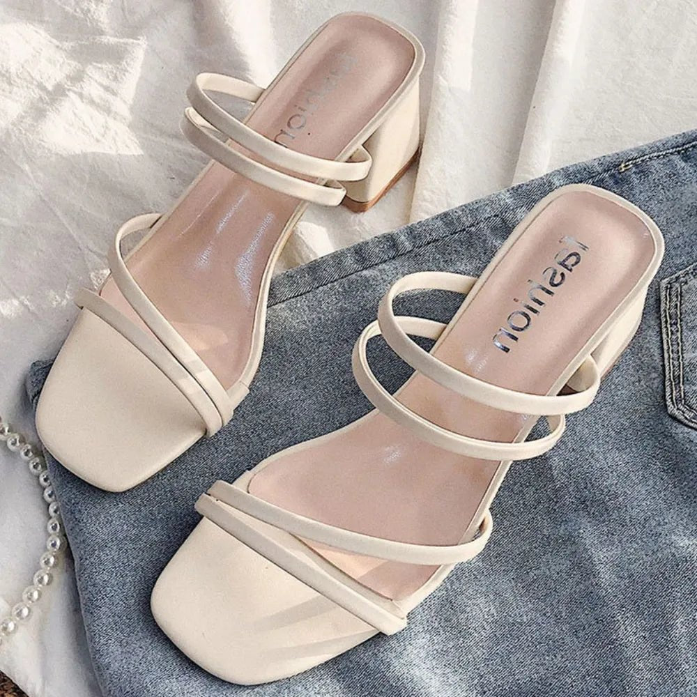 Open Toe Block Heels Sandals - Wow Store